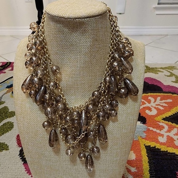 J. Crew multi strand gold crackle bauble dangle teardrop necklace - Picture 4 of 6